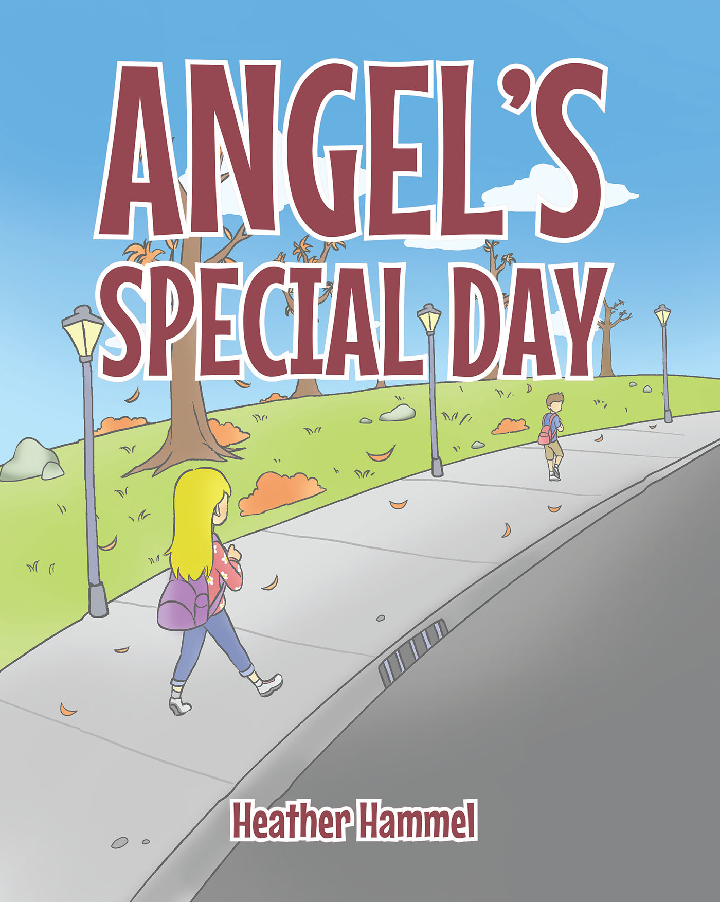 Cover of a book with young girl walking alone on sidewalk.
