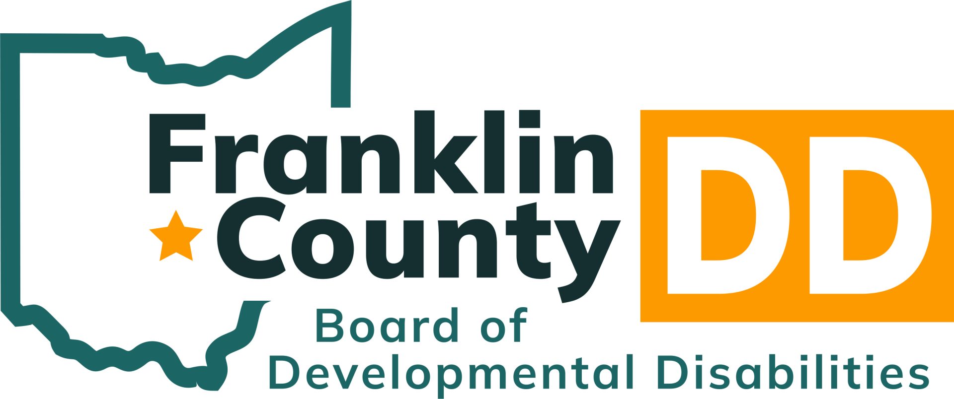 Logo with outline of Ohio and star in Franklin County